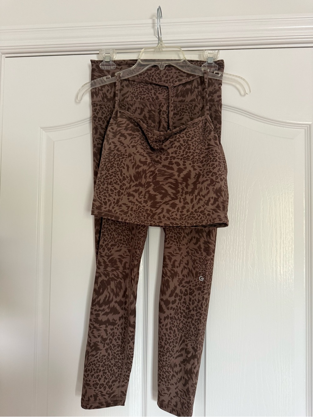 SHEIN Brown Animal Print Active Set - Top & Leggings